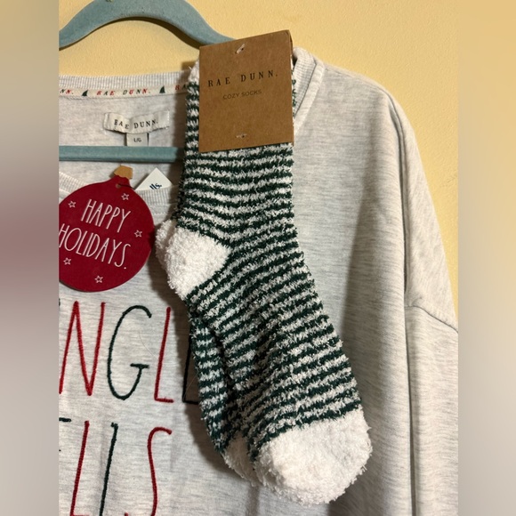 Rae Dunn Jingle Bells cozy socks and sweatshirt, size Large - Picture 4 of 12